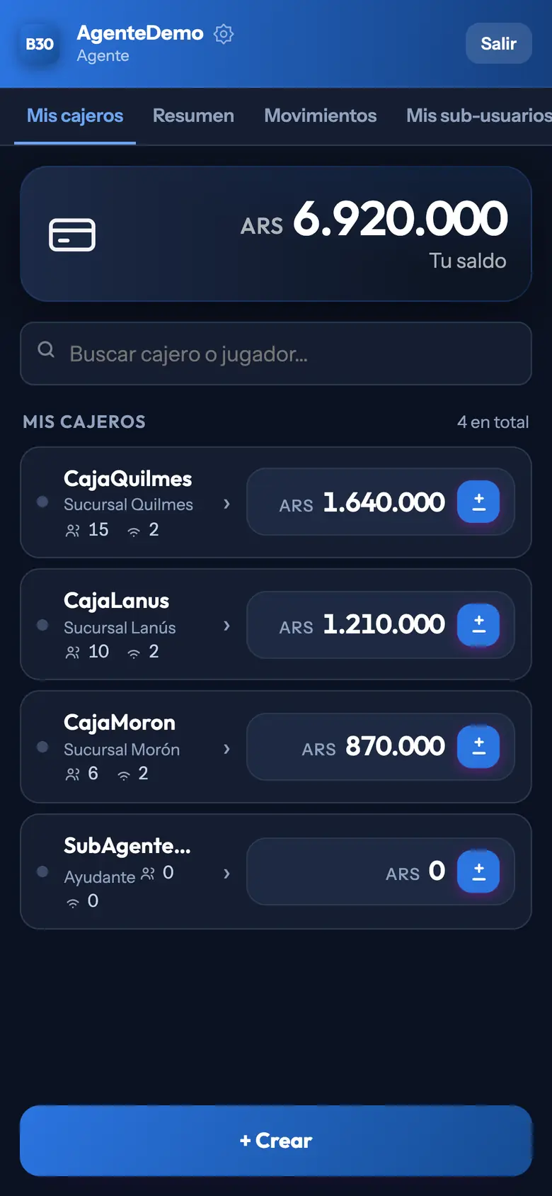 Panel de Bet30: sus cajas